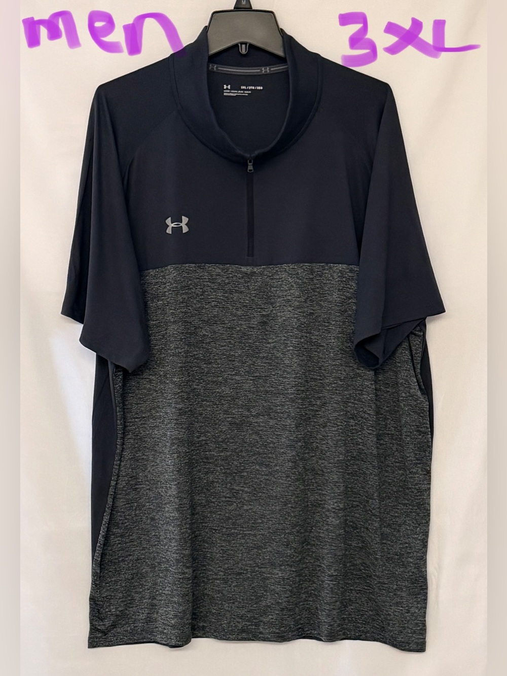Under Armour Men’s Short Sleeve 1/4 Zip Polo - Black & Charcoal Heather